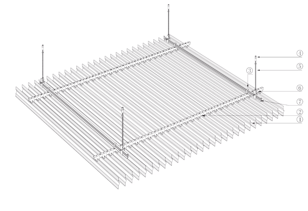 Blade Ceiling assembly drawing with numbered components