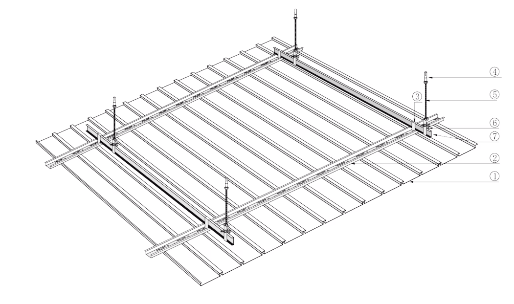 G-Shaped Strip Ceiling assembly drawing with numbered components