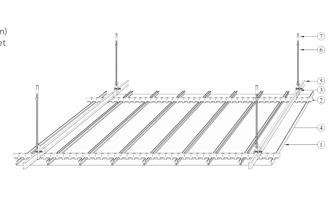 S-Shaped Strip Ceiling assembly drawing with numbered components