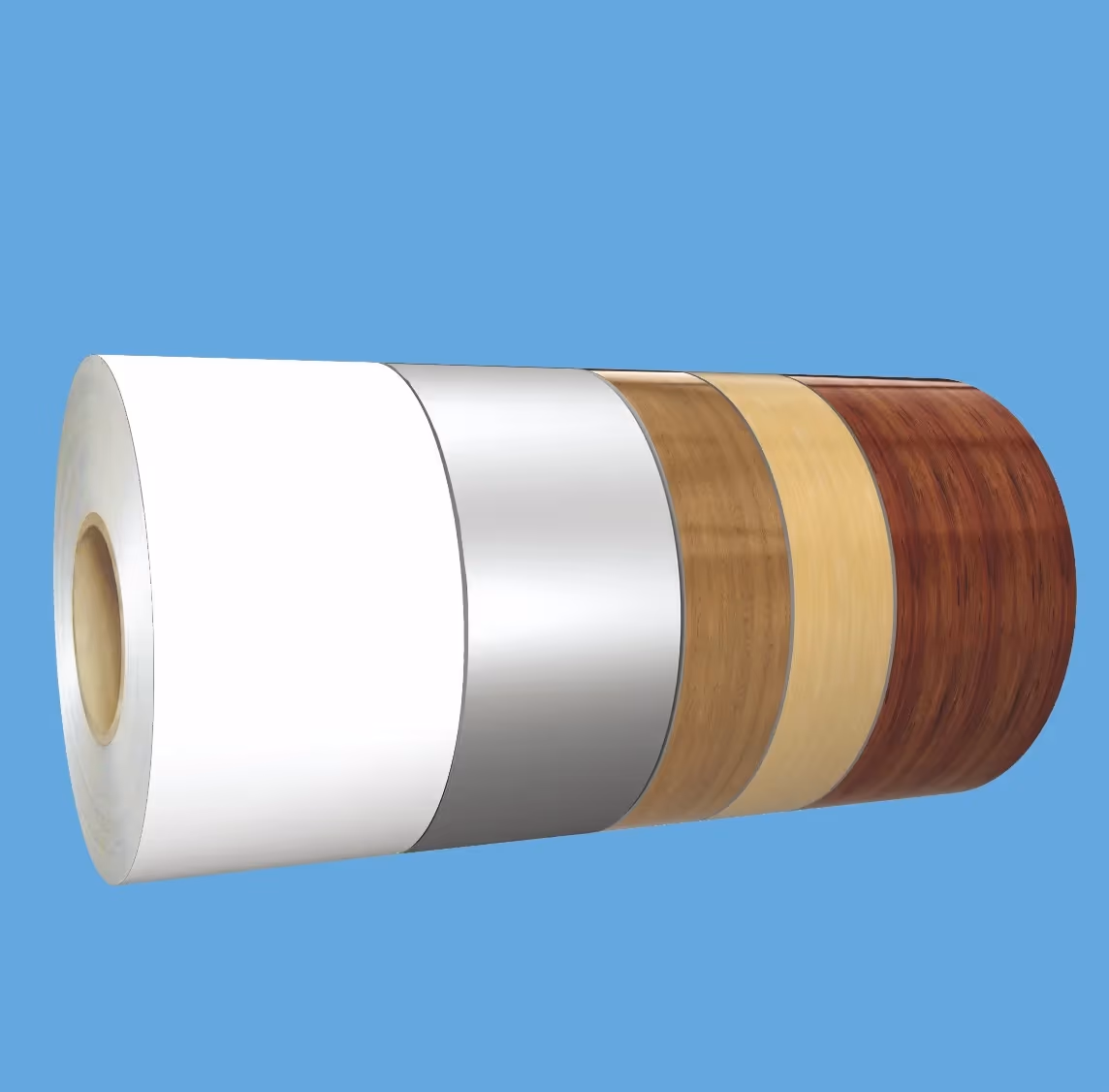 Coated aluminum sheet curved to show the finish