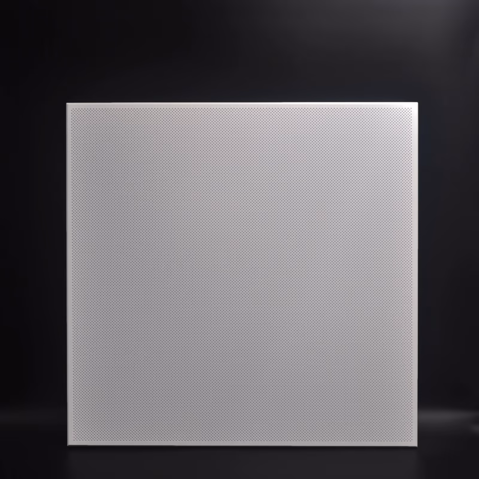 Perforated clip-in ceiling panel shown square on