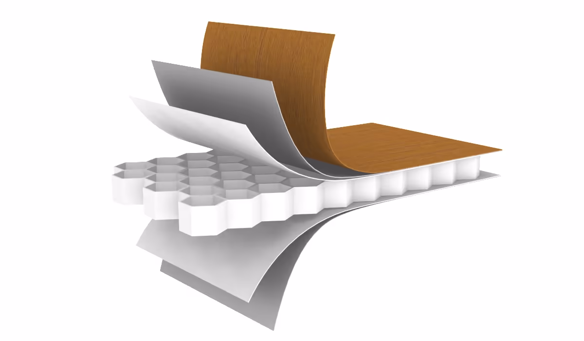 Honeycomb composite panel ceiling seen from below