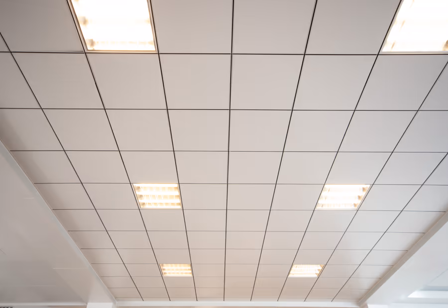 Lay-in ceiling with a 9/16″ tee grid, 1.64″ grid height